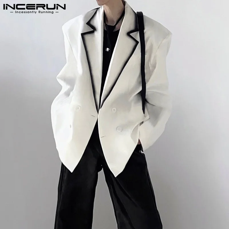 INCERUN Tops 2024 Korean Style Handsome Men\'s Solid Loose Suit Coats Casual Streetwear Male Comfortable Long Sleeved Blazer S-5X