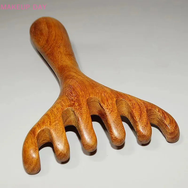 Body Meridian Massage Comb Sandalwood Deer Antlers Wide Tooth Acupuncture Help Blood Circulation Anti-static Smooth Hair