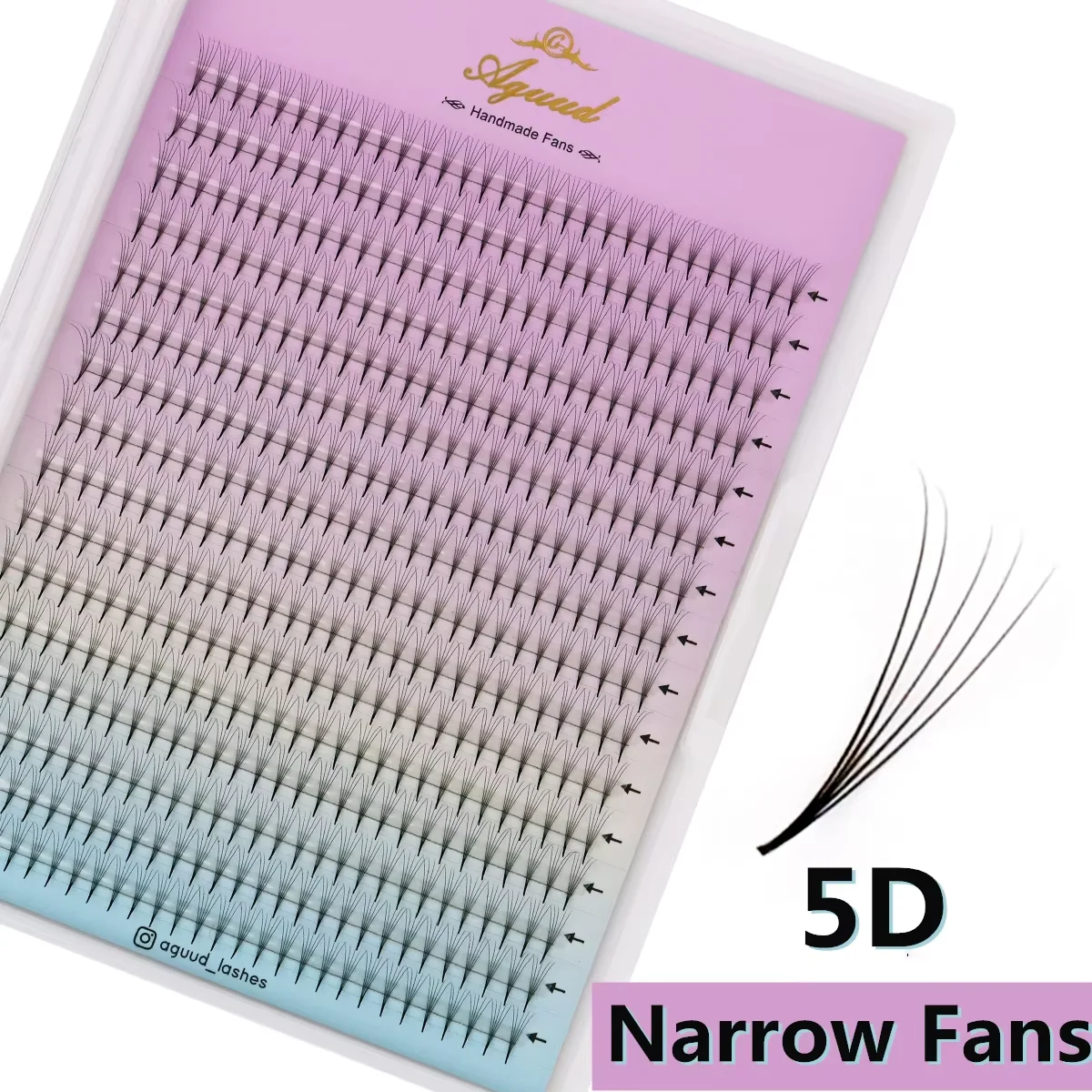 AGUUD Neuer Stil Super Schmale Dünne Spitze Vorgefertigte Wimpernfächer 4D 5D 6D 7D 8D XL Tray PBT Russische Volumen-Wimpernverlängerungsfächer – Detail 8