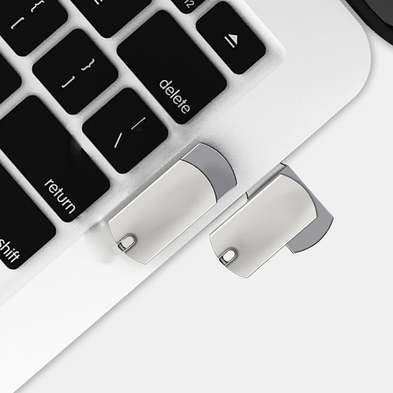 Silver Metal USB2.0 flash drive 64GB 128GB 32GB pendrive external storage Micro memory Stick U Disk