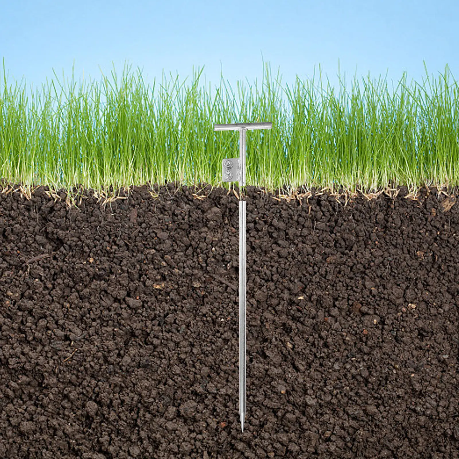 

Grounding Pin 14mmx600mm Galvanized T-shaped Rod for Electric Fence Durable Metal Stakes Safety Protection Household Appliances