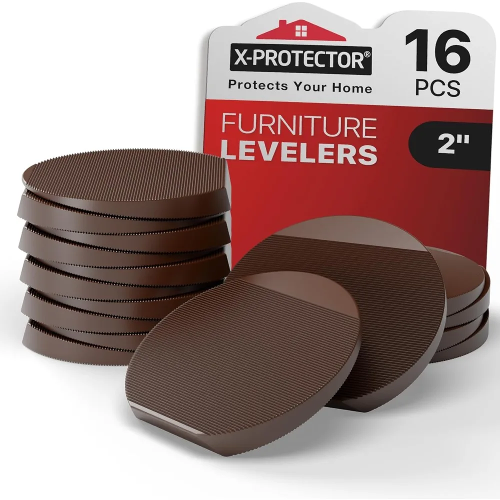 

Furniture Levelers - 16 PCS 2 - Brown Rubber Shims for Leveling - Multi-Purpose Leveling Feet to Prevent Furniture f