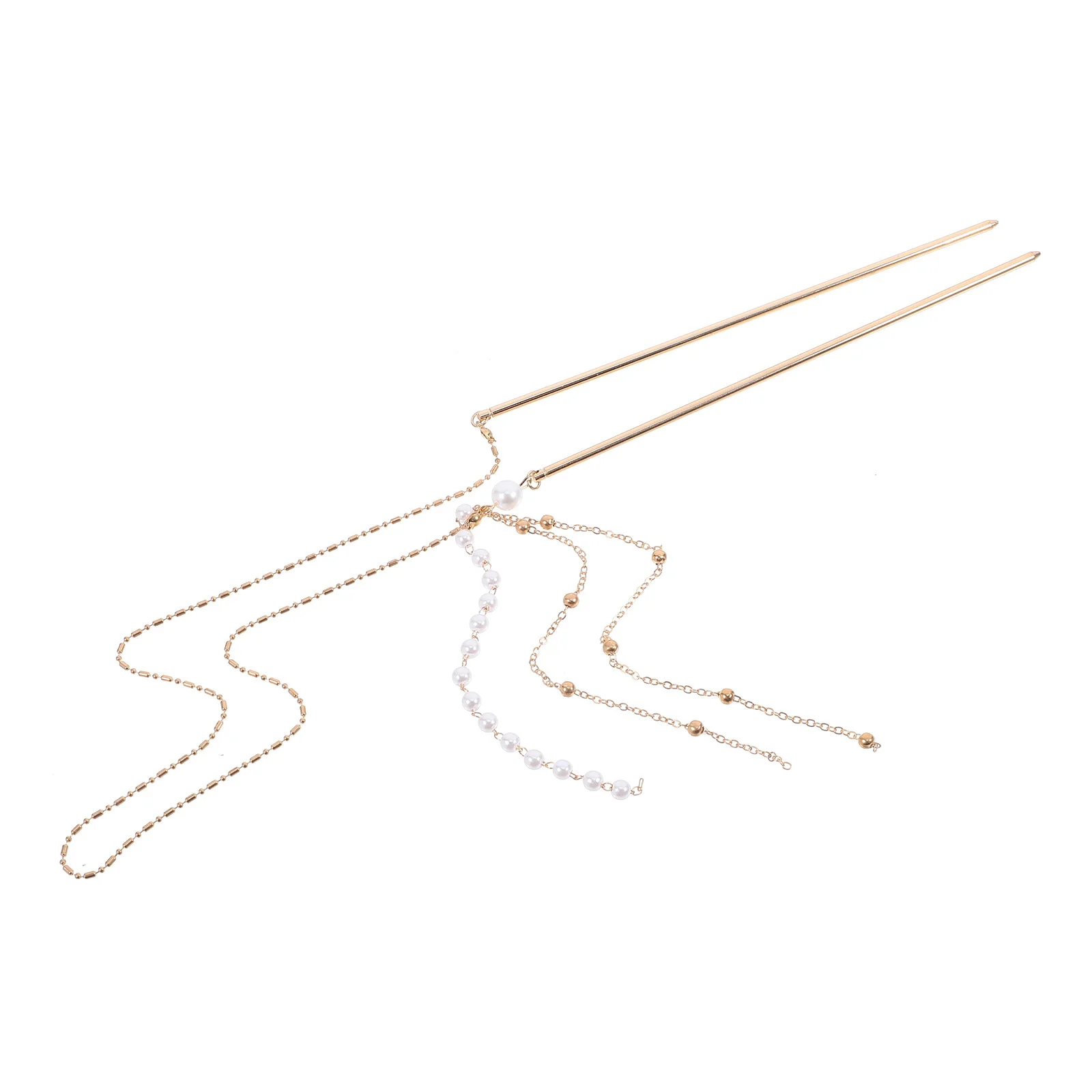 

Vintage Hairpin with Double Chain Tassel Hair Fork Stylish Hair Stick for Women Girls Chinese Inspired Bun Pin