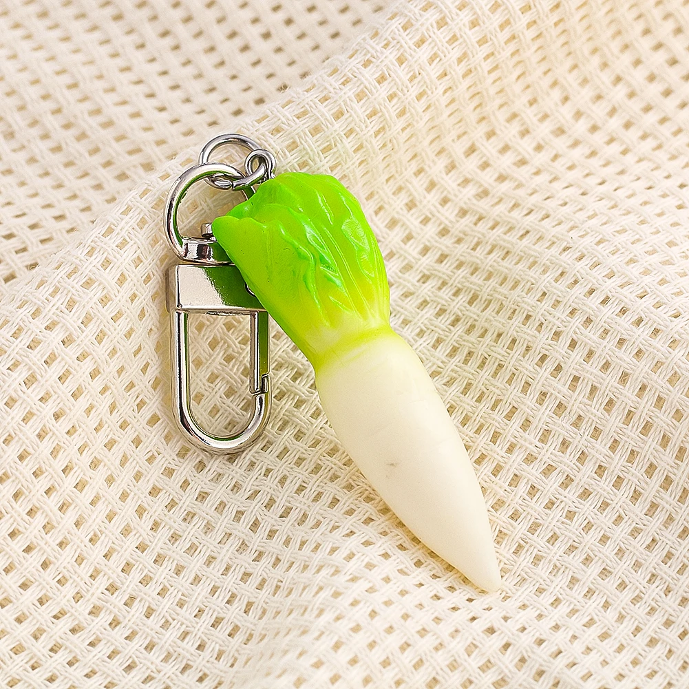 1PC Emulation White Radish Turnip Vegetable PVC Model Key Chain Dollhouse Early Education Props Funny Purse Dangle Jewelry Craft