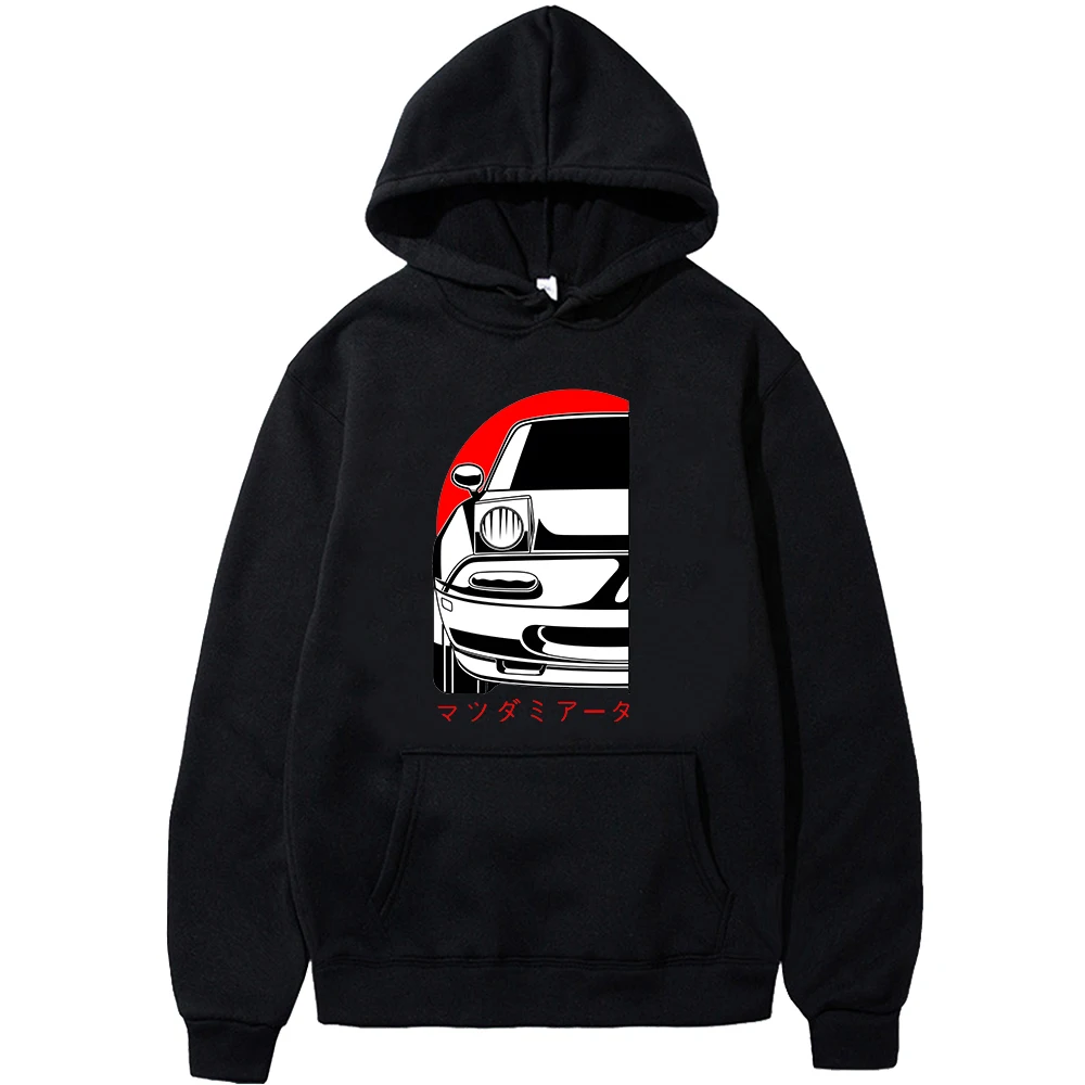 Mx5 Comic Mazda Hoodie JDM Streetwears Japanese Red Moon Left Printed Lounge Wear Casual Mens Sweatshirt Female Unisex