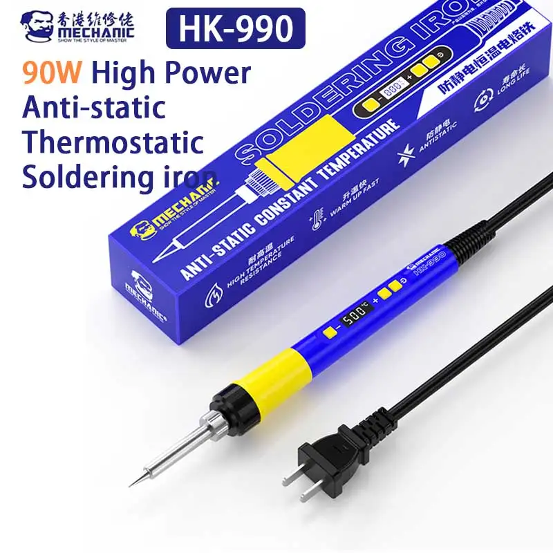 Mecánico 90w anti-estático termostático ferro de solda elétrico display digital aquecimento rápido 180-500 ° C ajustável para reparo de telefone