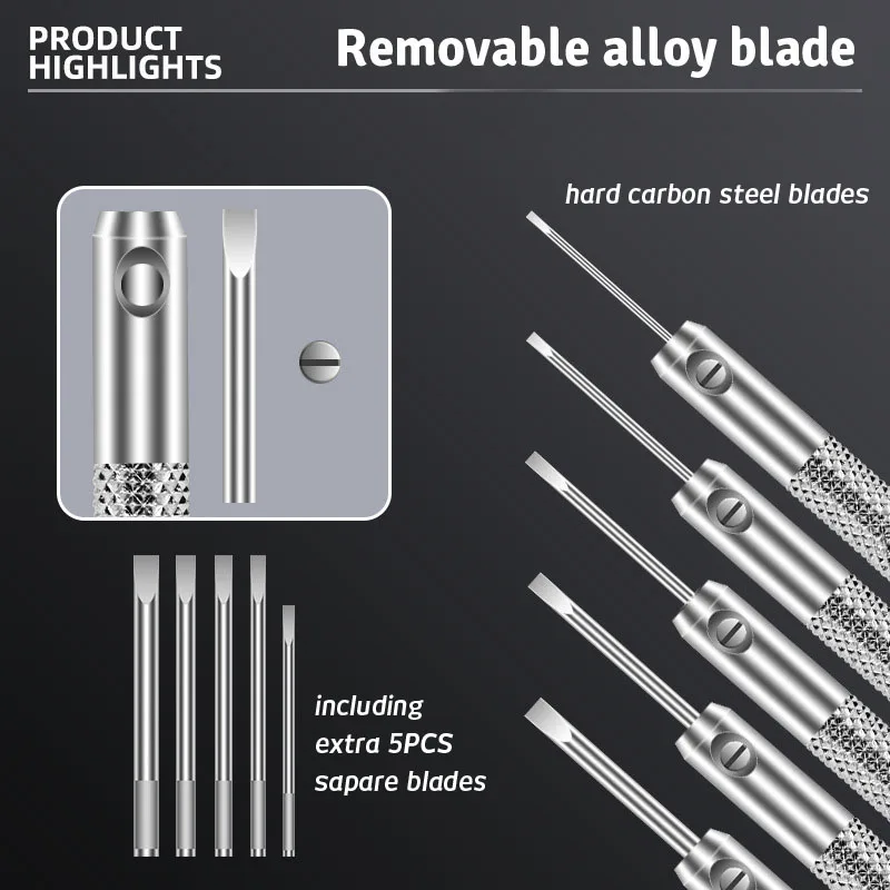 5PCS Watch Repair Tool Precision Screwdrivers Set 0.8mm-1.6mm Flat Head Aluminium Screwdriver Kit Professional Watchmakers Tool