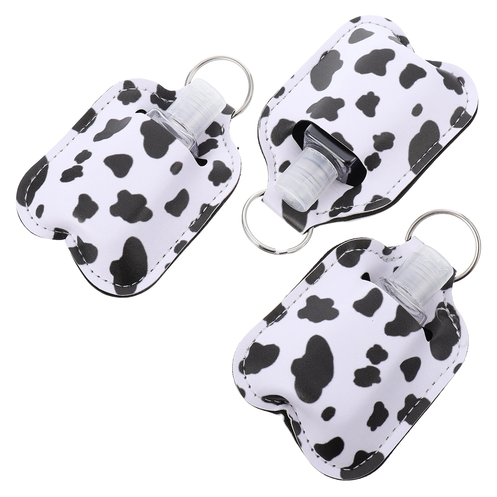 

3pcs Cow Design Bottle Keychain Pendant Portable Cover For Travel Outdoor Empty Bottle Keyring Case Decorative Storage