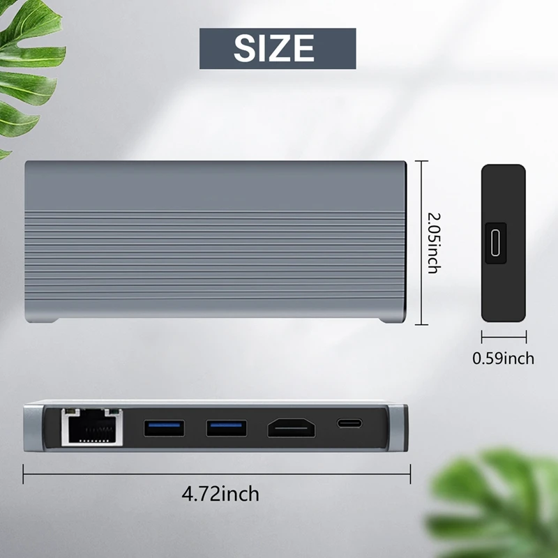 USB C Hub M.2 SSD Enclosure -Compatible+USB3.1+RJ45+PD Type-C Docking Station For M.2 NVME NGFF SSD For