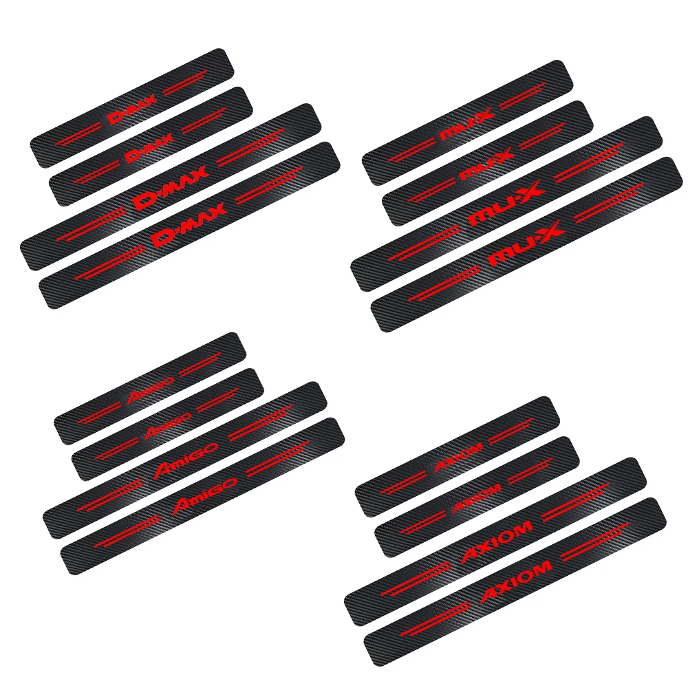 4pcs Carbon Fiber Car Door Sill Sticker For Isuzu DMAX PANTHER ASCENDER MUX AMIGO AXIOM 4X4 Auto Accessories