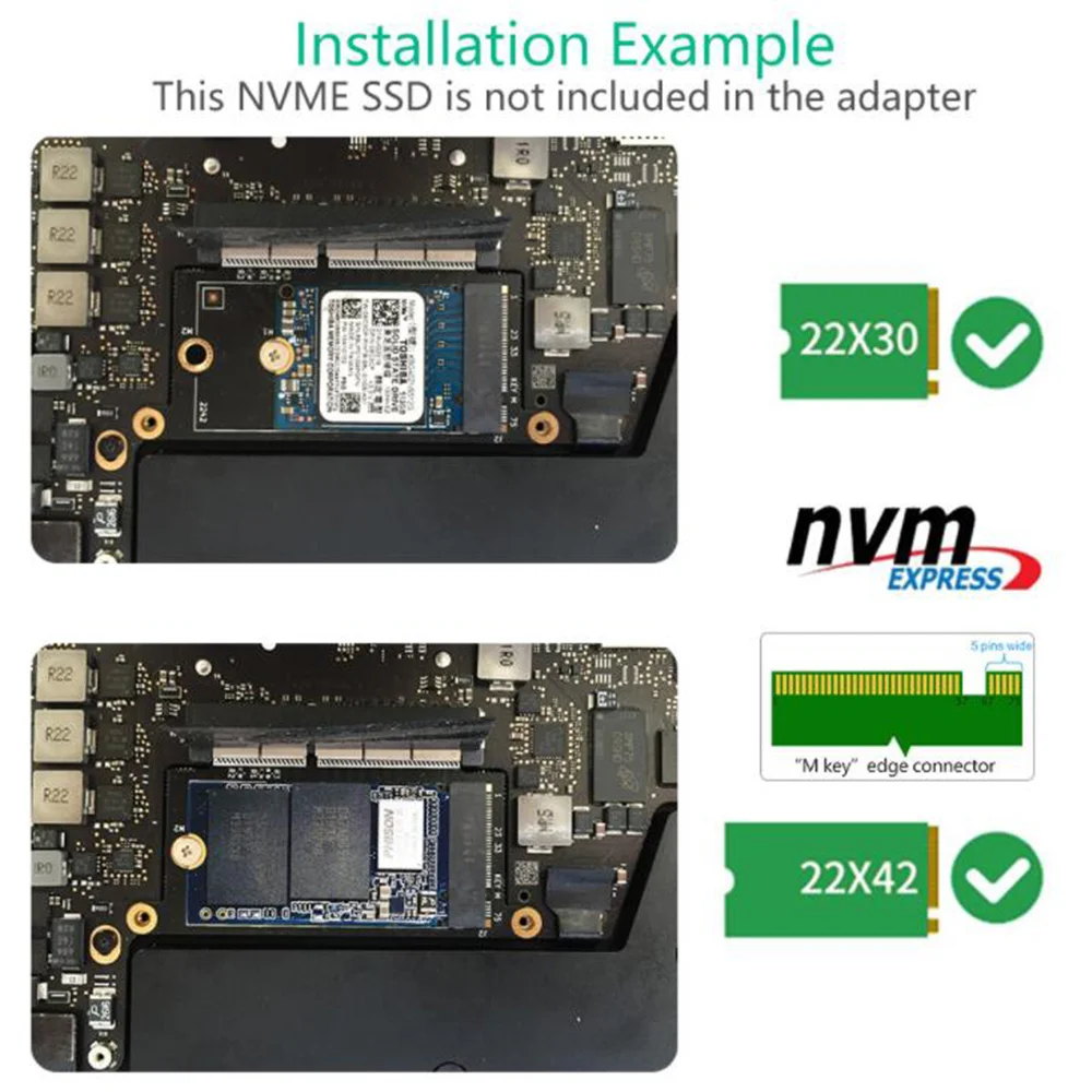Karta do konwersji M.2 NGFF M-Key NVME SSD pasuje do macbooka Pro 2016 2017 13 cali A1708 A1707 A1706