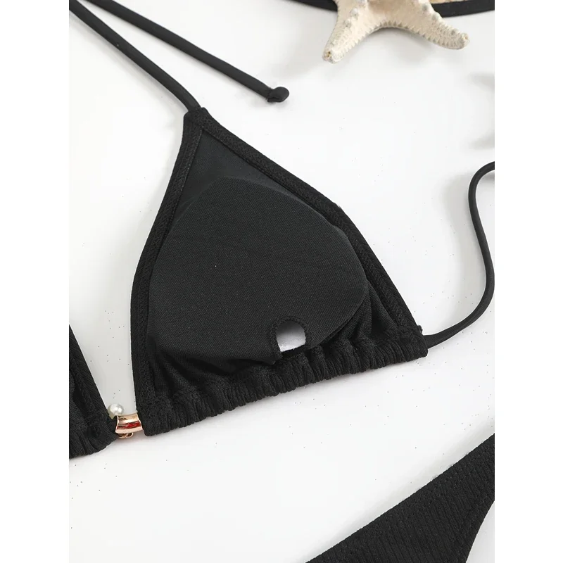 Sexy micro bikini 2025 preto banho bandagem mulher maiô feminino tanga biquinis conjunto 2 peça feminino maiô beachwear 2025