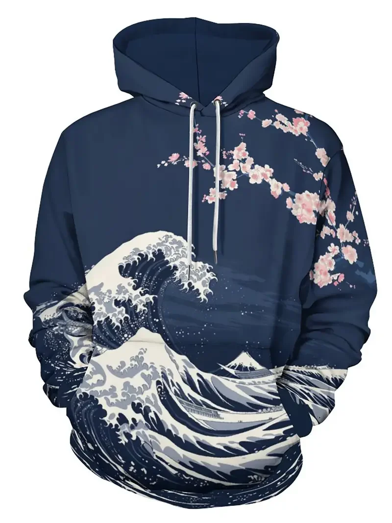 

2024 Fashion 3D Printed Wave Pattern Men's Hoodie Fashion Design Y2k Hoodie Long Sleeve Top Simple Harajuku Hoodie For Men