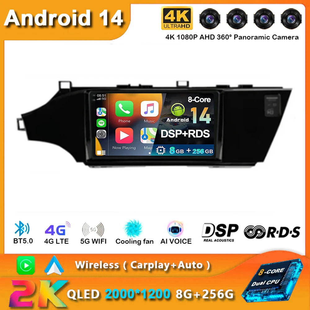 

Android 14 For Toyota Avalon 4 IV XX40 2012-2018 Car Auto Carplay Screen Radio Automotivo Bluetooth Stereo Multimedia Player GPS