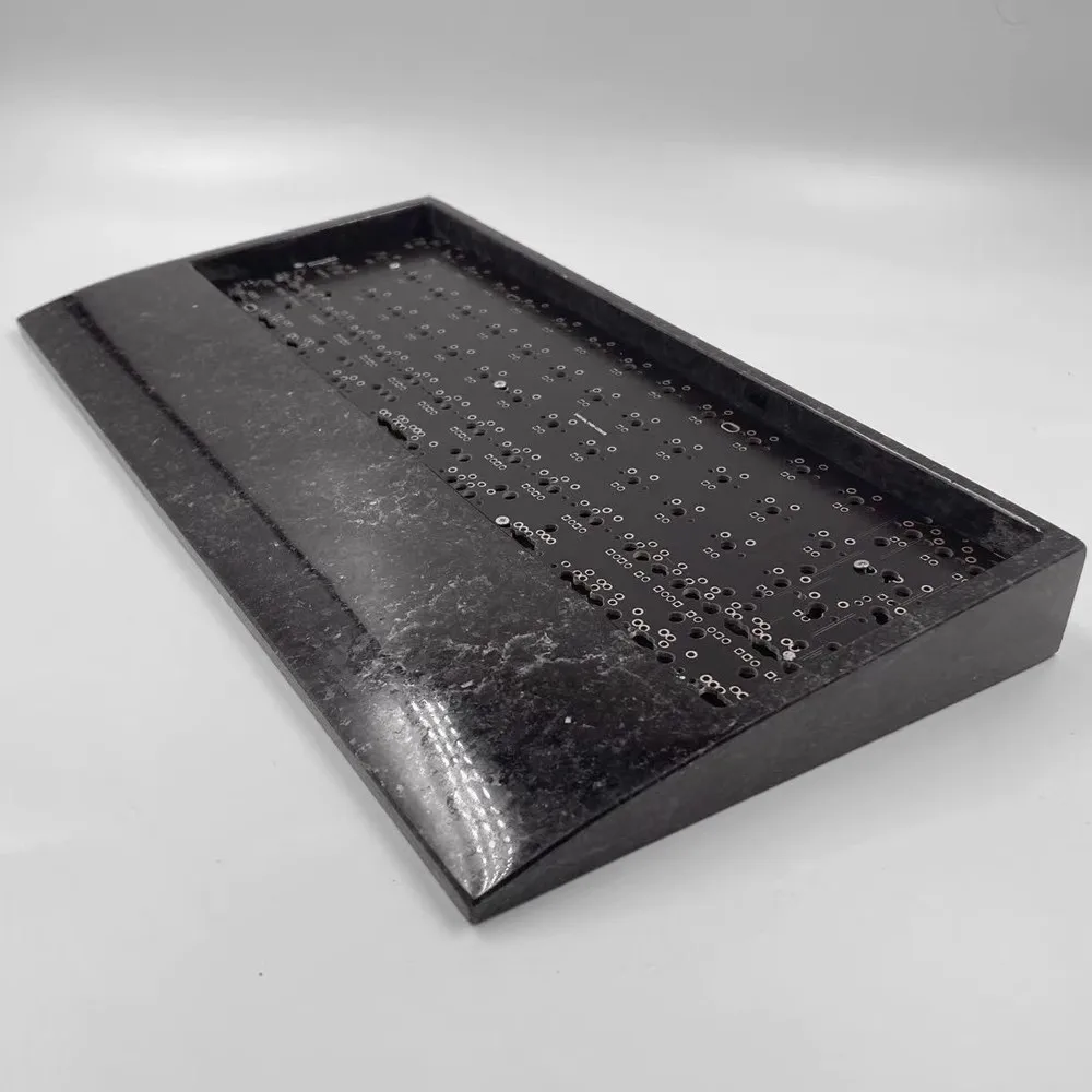 GH60 Keyboard Case Jade Marble CNC Plam Rest GH60 Universal Walnut Resin Cover Mechanical Keyboard Box DIY Gaming Accessories