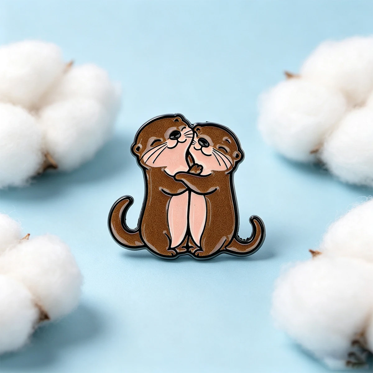 9 Stück Kawaii Otter Umarmung Emaille-Pin, Niedliche Paar-Seeovertier Anstecknadel für Rucksack, Kleidung, Dekoration, Valentinstagsgeschenk – Detail 4