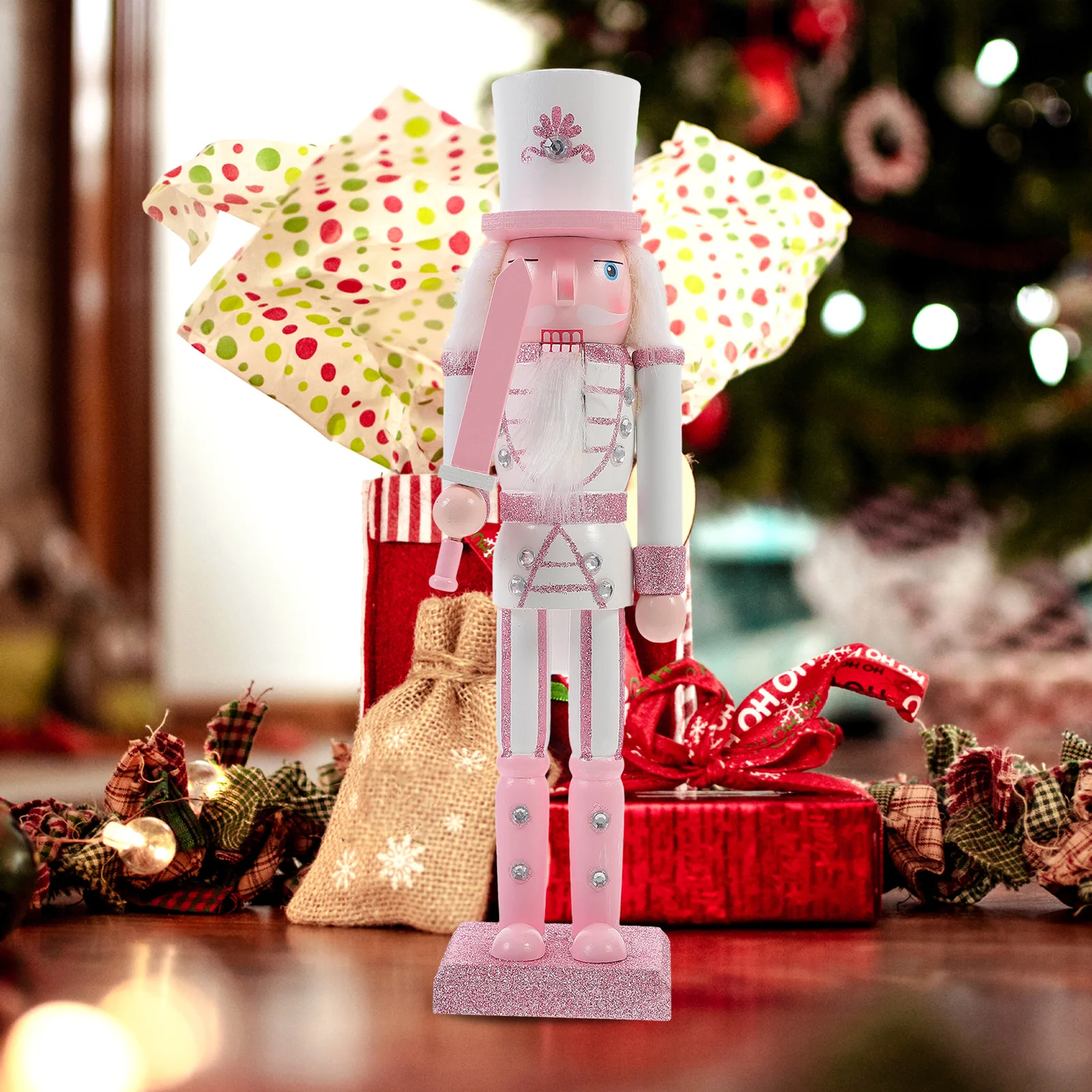 

Wooden Christmas Nutcracker Decoration Solid Wood Holiday Party Tabletop Craft Traditional Xmas Nutcracker Home Decor Gift