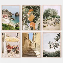 Modern Italy Sicily Mediterranean Coast Landscape Posters and Prints Canvas Printing Wall Art Picture for Living Room Home Decor