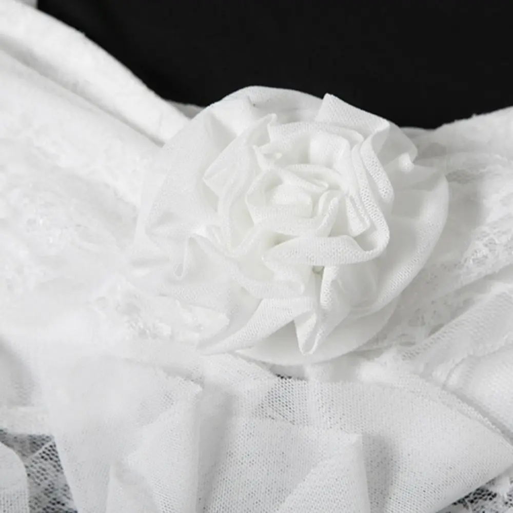 

Off-shoulder Lace Flower Tassel Camisole Transparent Ruffled Edge Mesh Ribbon Dress Sweet Spicy Girl Style Sleeveless Top Women