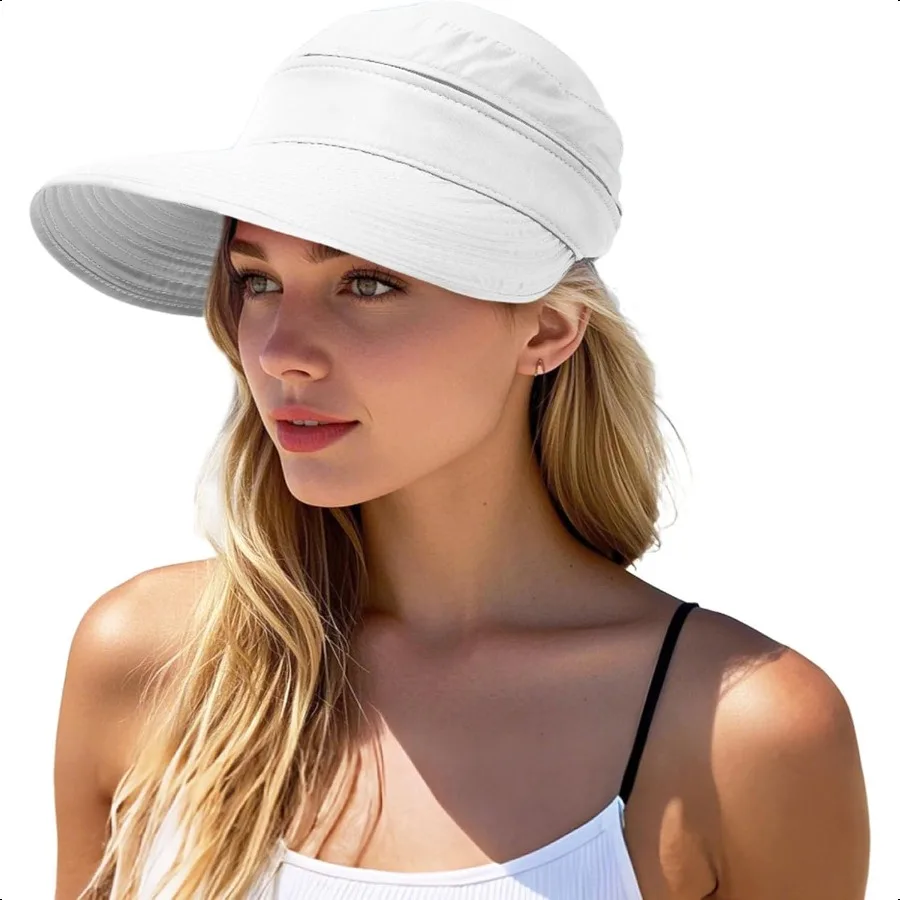 

Durio Sun Hat for Women UV Protection Visor Hats Wide Brim Sun Hats Ponytail for Summer Beach Tennis Golf Garden