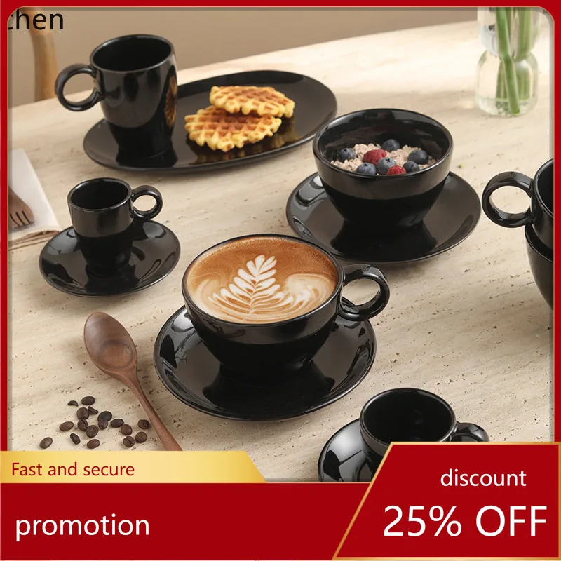 

ZML ceramic coffee cup high-end cup and saucer set for home use, latte art cup set