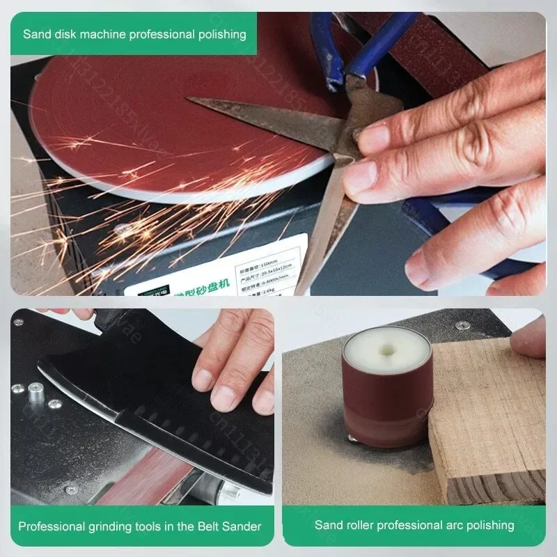 For Mini Electric Belt Sander DIY High Speed Disc Sander Multifunctional Bench Grinder Polishing Tool for Woodworking