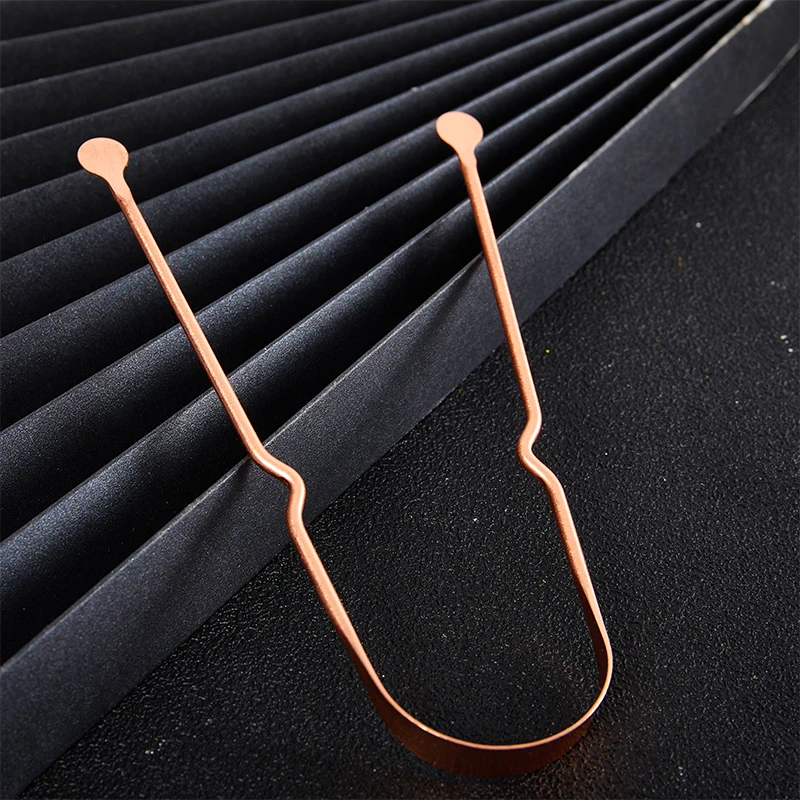 1PCS Simple Copper Tongue Scraper Cleaner Fresh Breath Dental Cleaning Health Oral Care Hygiene Tools