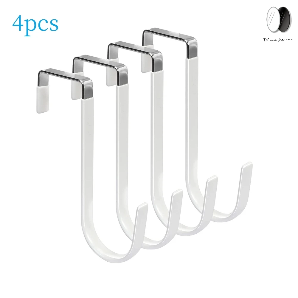 4PCS Rubbe Towel and Coats Hangers Nonstick and Non-punching Over the Door Hooks Bathroom Bedroom Kitchen Hanging Organizer