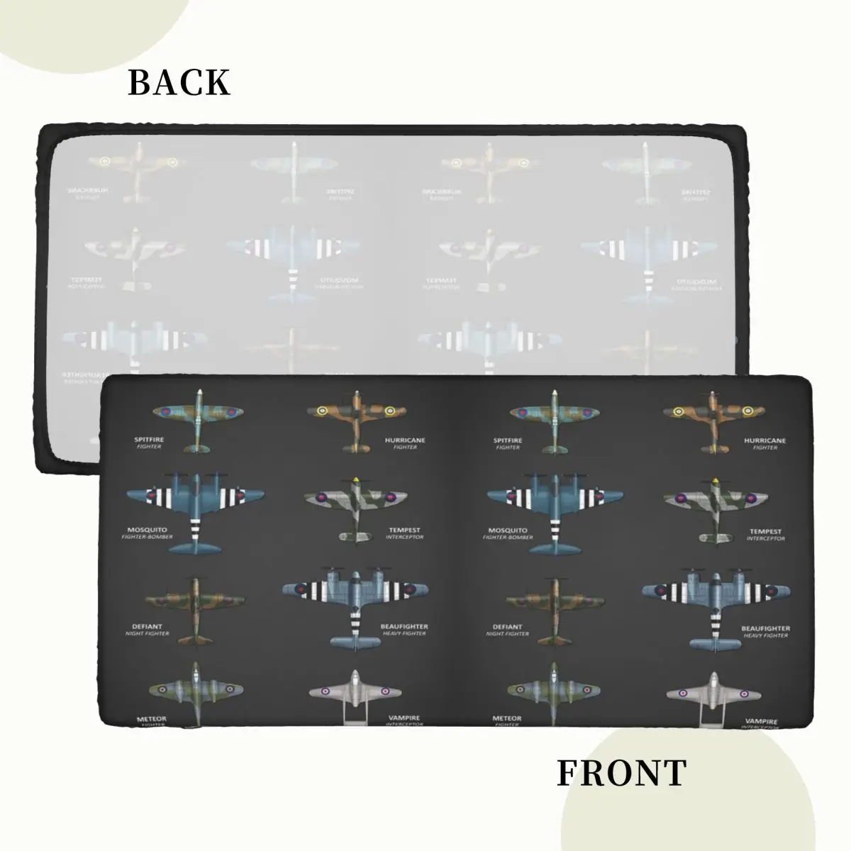 WW2 Fighter Aircraft Of The RAF Custom Rectangular Tablecloth Waterproof Table Cover for Dining Events Table Cloth