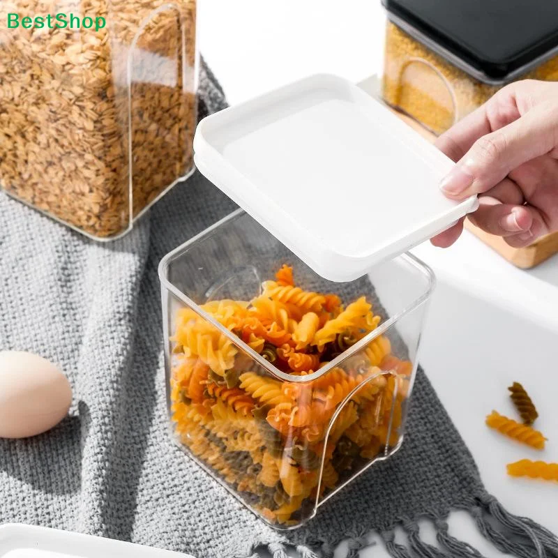 4Pcs Sets Sealed Jar Food Storage Box Transparent Plastic Kitchen Organizer Multigrain Tank Stackable Dried Sealed Storage Jars