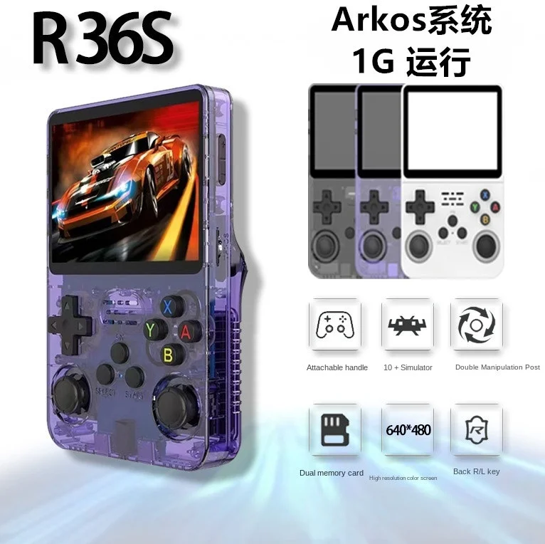 Boyhom r36s retro handheld console de videogame sistema linux 3.5 Polegada tela ips r35s pro portátil bolso player vídeo 64gb jogos