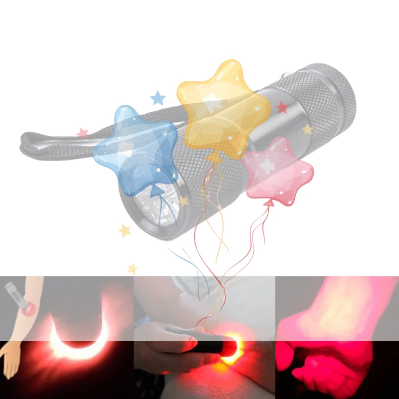 Red LED Flashlight Infrared Vein Imaging 625nm Red Light 9 LED Torch Vein Finder