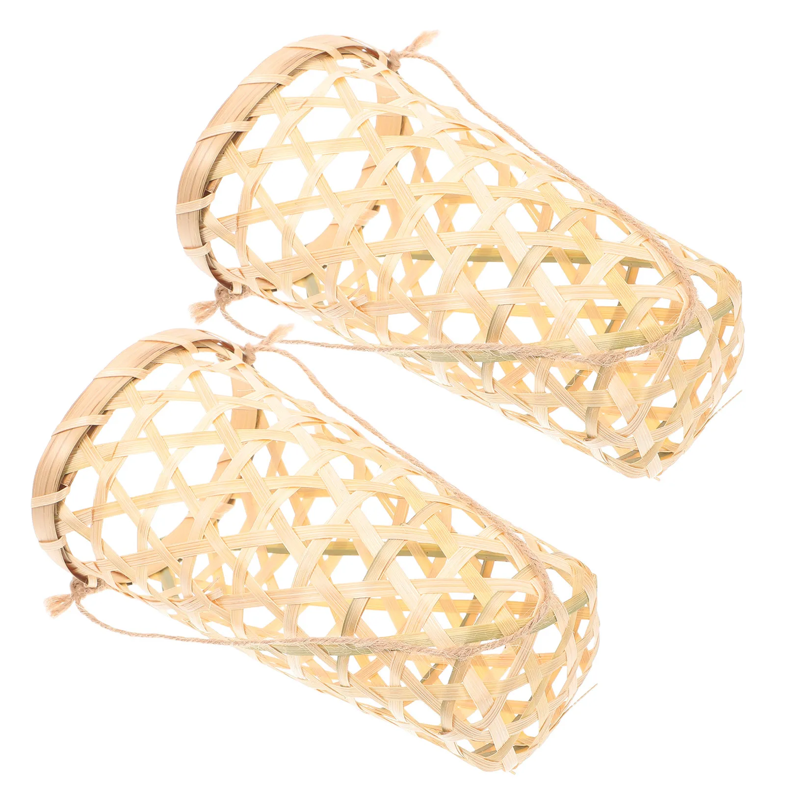 2Pcs Wall Mounted Bamboo Hanging Basket Woven Flower Planter Rope Rustic Farmhouse Decor Indoor Outdoor