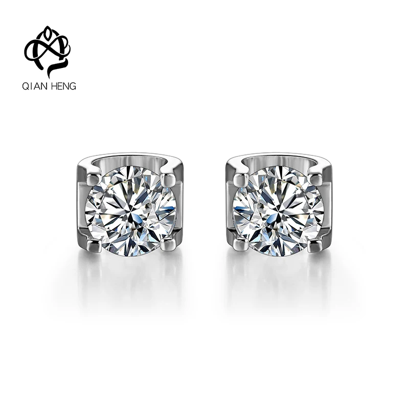 

Qian Heng Moissanite Earrings 1ct D color S925 silver Classic design for women Engagement Shiny Earring Stud Wedding Party gift