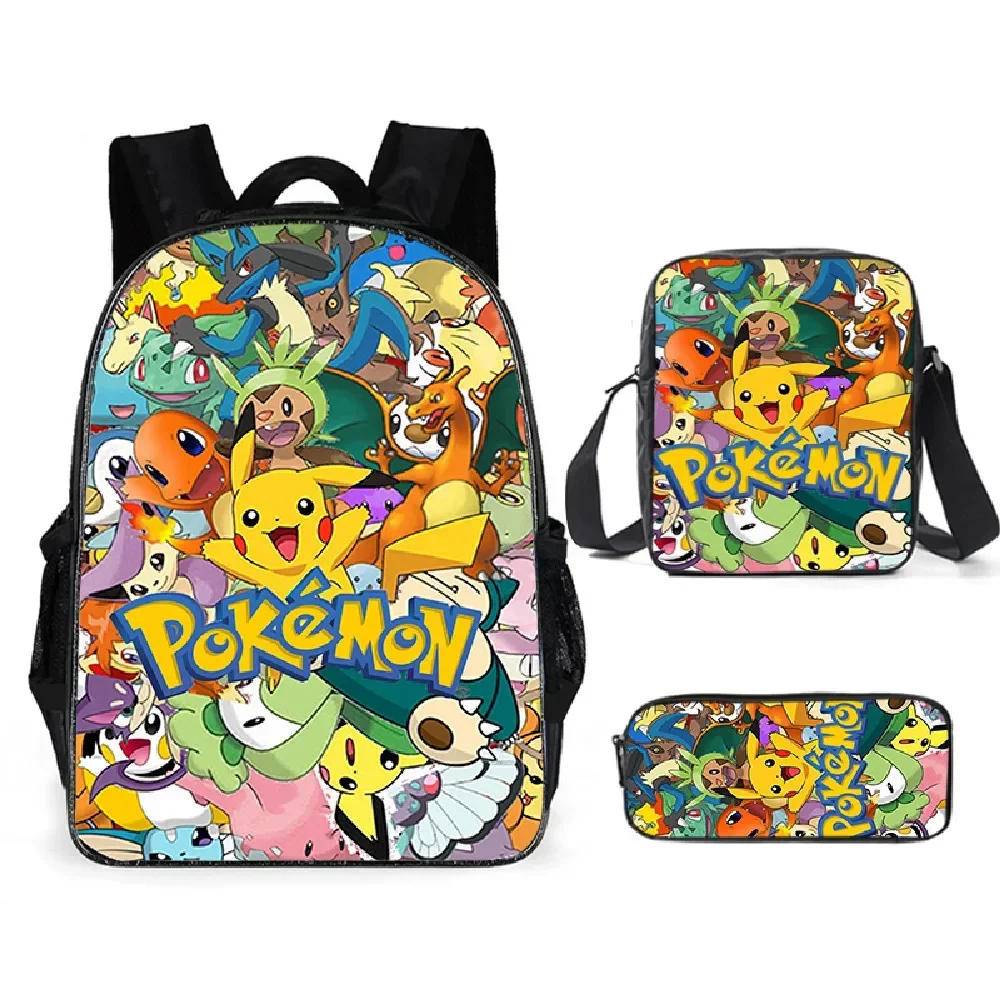 Mochila escolar pokémon pikachu, mochila de poliéster confortável com redução de carga para estudantes e crianças