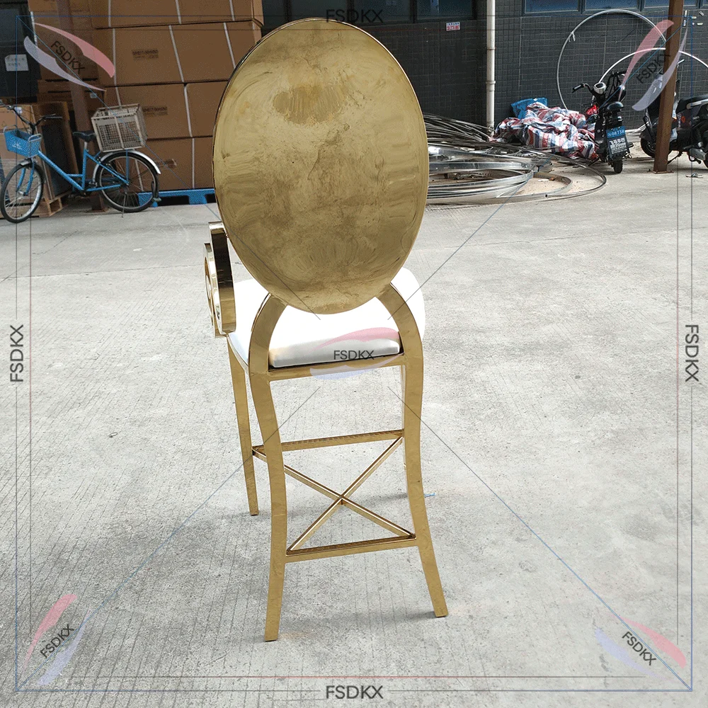 Moderne Topkwaliteit Kruk Bar Gouden Ronde Rugstoelen Metalen Frame Barkruk Party Event Hotel