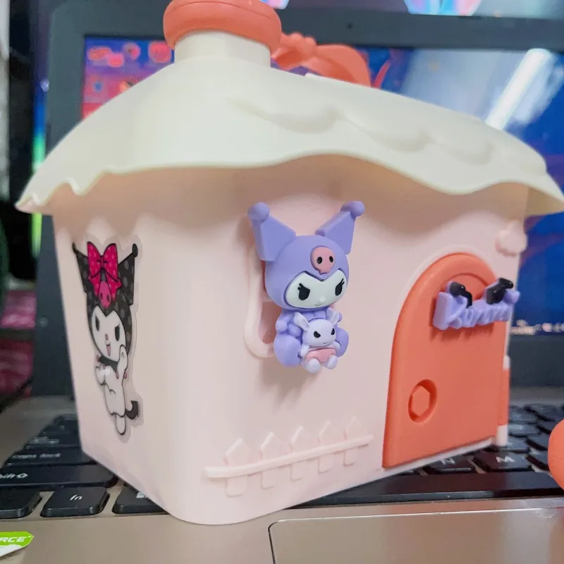 Kawaii Sanrio celengan Hello Kitty My Melody Cinnamoroll kartun celengan rumah bentuk kotak penyimpanan atas meja hadiah ulang tahun anak perempuan