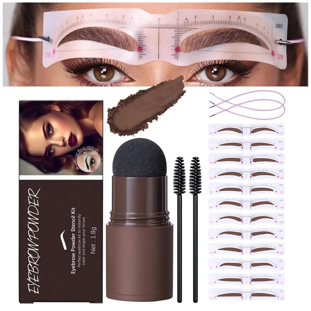 Eyebrow Stamp and Eyebrow Stencil Kit, Eye Brow Stencil Kit for Beginners 24 Reusable and Washable Eyebrow Shaping Kit