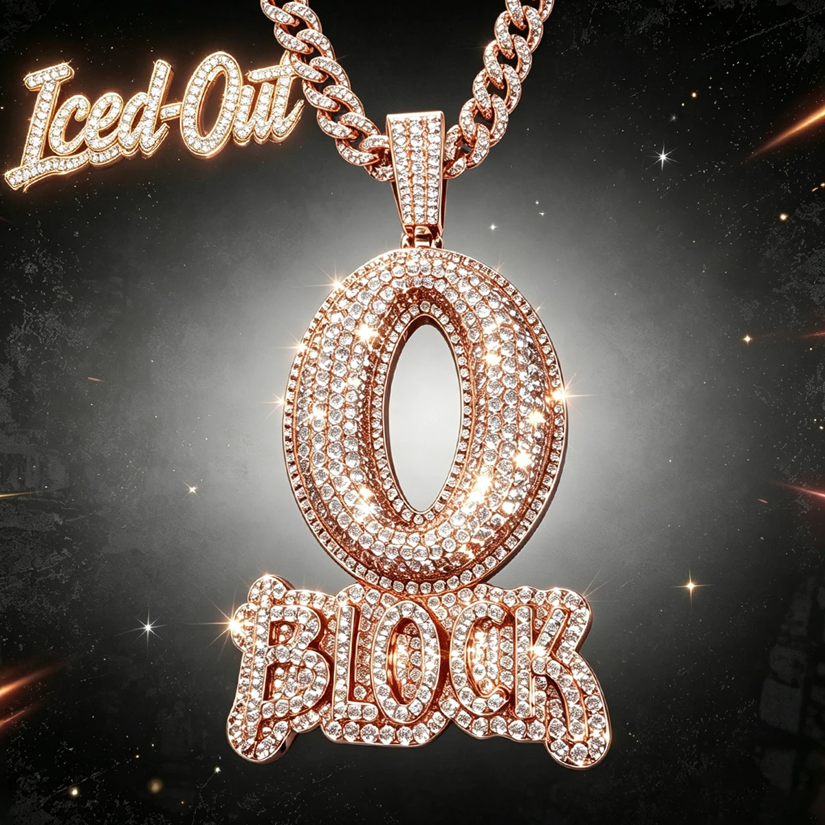 Iced Out Bold Number Zero Block Hip Hop Pendant Full Paved Sparkling CZ Stones 18K Gold Statement Charm Necklace Accessory For Men Women Perfect Streetwear Rapper Daily Party Club Gathering Trendy Fashion Idea Hip Culture Unique Fine Jewelry Gift
