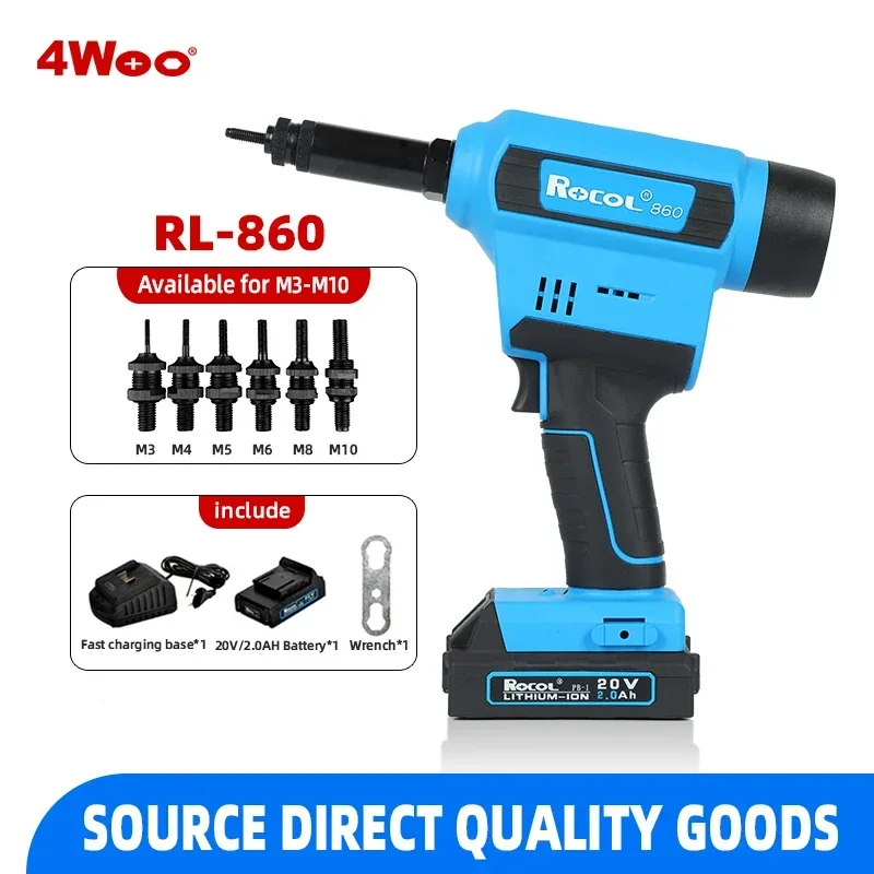 RL-860 Lithiumbattery Gun Nut Tool Fully Automatic Adjustable Riveter Wholesale