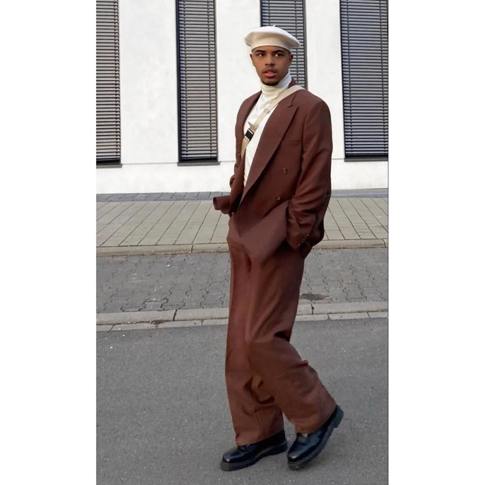 

High Quality Blazer Set New Style Men's Suit Solid Color 2 Pieces Jacket Pants Social Party Male Clothing