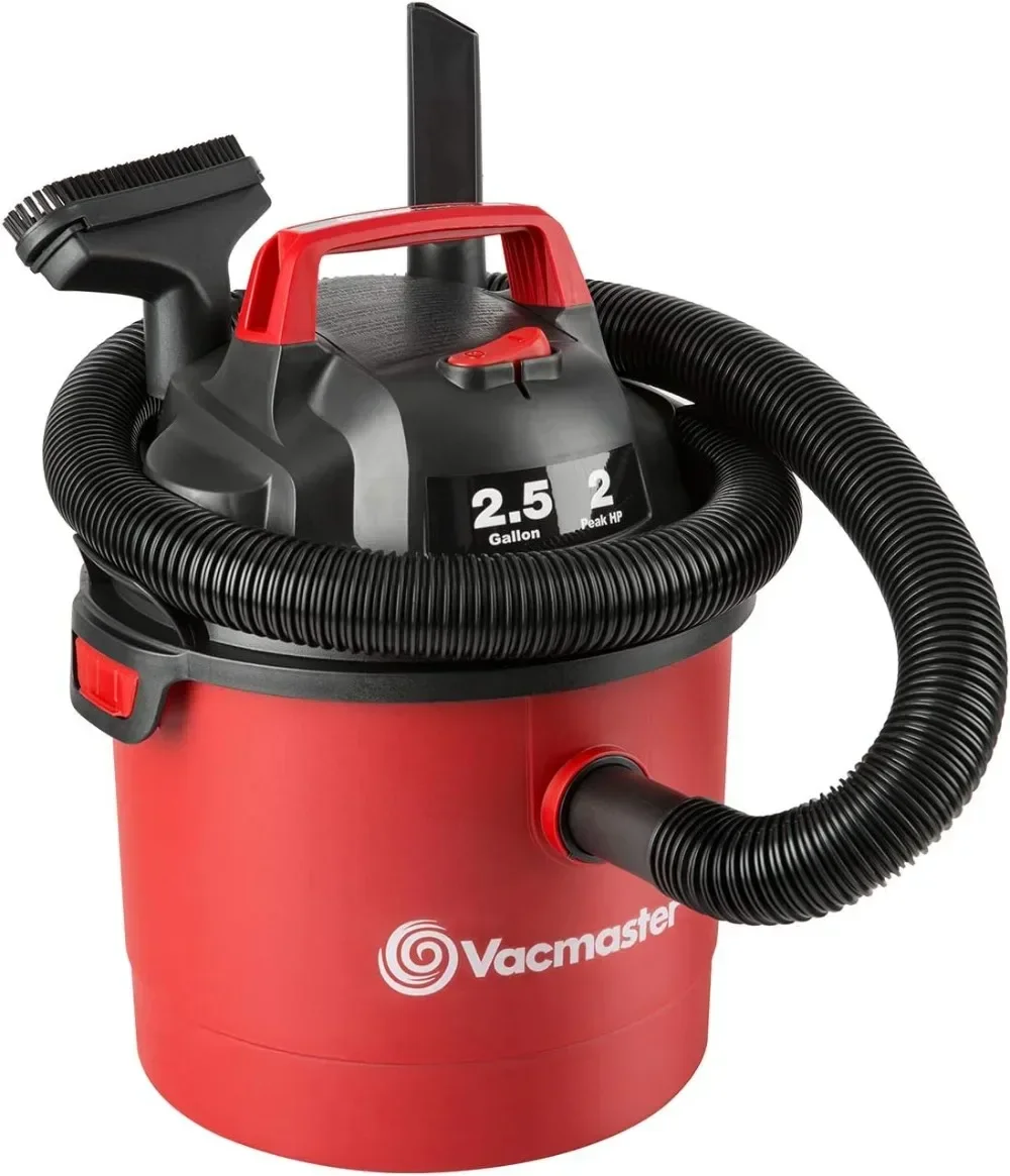 2.5 Gallon Shop Vacuum Cleaner 2 Peak HP Power Suction Lightweight 3-in-1 Wet Dry Vacuum with Blower & Wall Mount Design