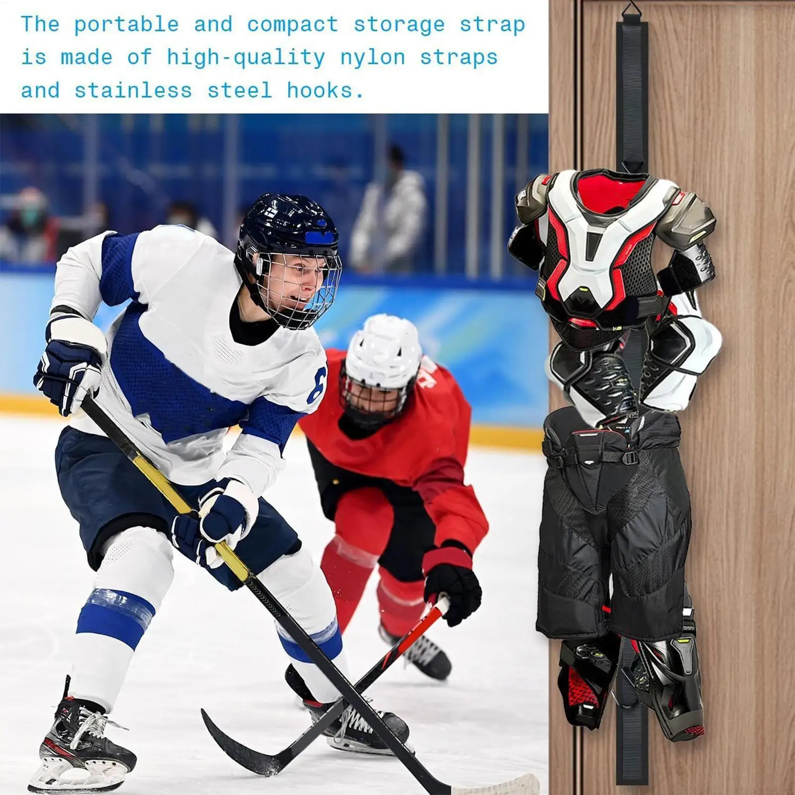 

Сушилка для хоккейного снаряжения Регулируемая портативная многофункциональная вешалка с 5 крючками Хранитель хоккейного снаряжения для тренировок игроков Спорт