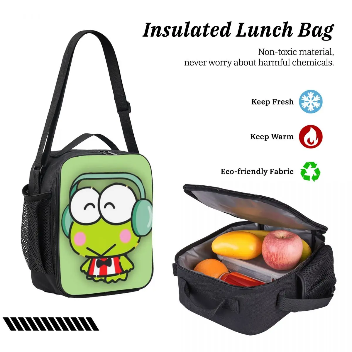 Keroppi كبير العينين الضفدع الكرتون على ظهره بنين بنات BookBag حقيبة مدرسية كمبيوتر محمول حقائب كتف 3ps معزول حقيبة الغداء مقلمة