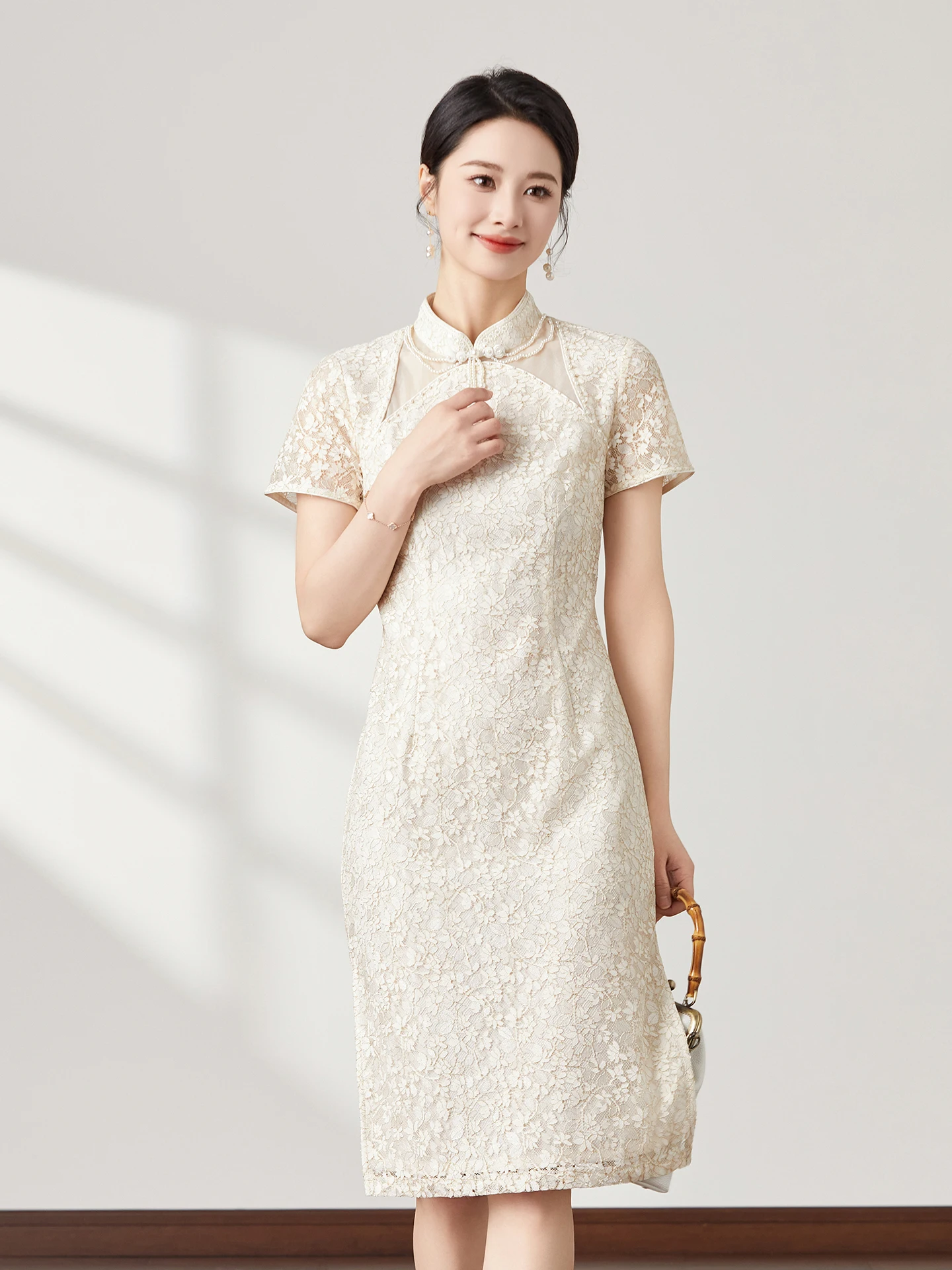 

New Chinese Sle Young Women's Dr Lace Retro Republic of Chi Mid-Length Skirt Breathable ort Sve