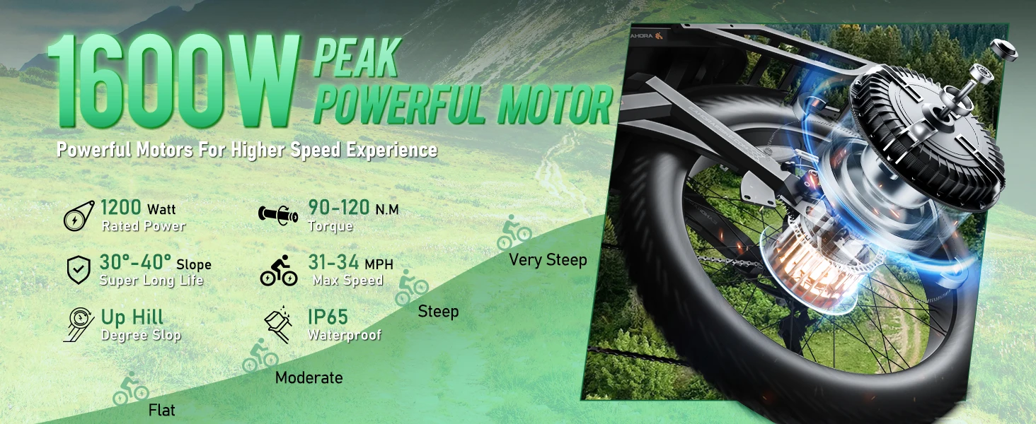 48V/1600W 34Mph  Romeo Pro Ebike Large Battery, Long Endurance, Extended Mileage