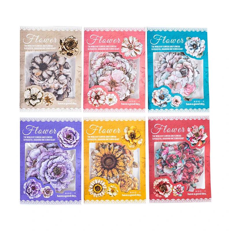 12packs/LOT Floral Fragrance Collection series retro message paper sticker