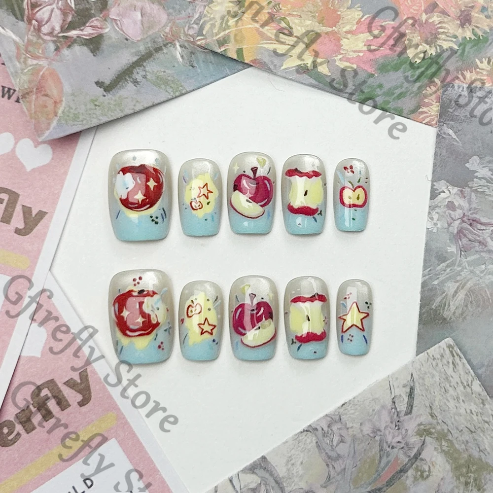 

Anime Caleb Manicure Craft Press-on Nails Love and Deepspace Exquisite Cute Apple Fingernail Cosplay Photograph Cartoon Gift
