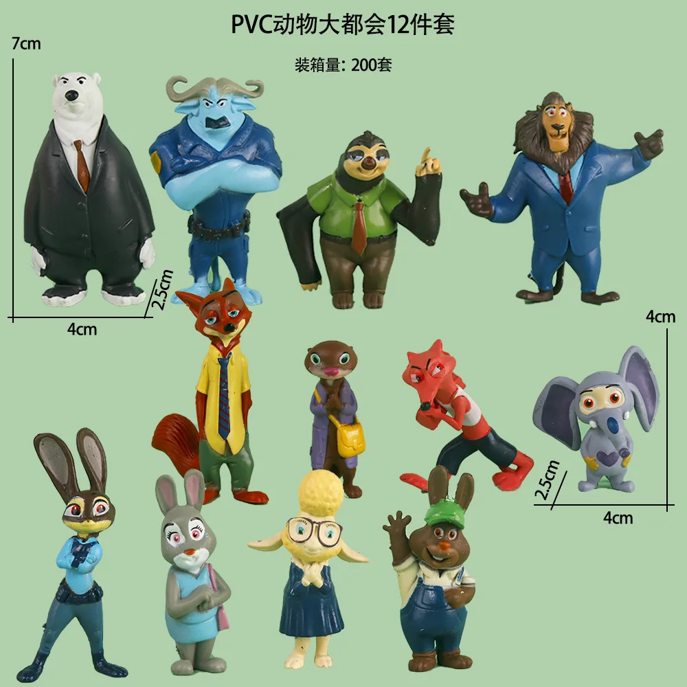12PCS Anime Zootopia Animals Action Figure Toys Rabbit Judy Hopps