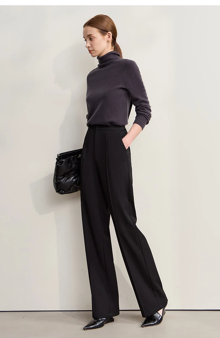 AMII Women Pants 2025 Winter Minimalist Solid Color Commuter Office Ladies Pants Versatile Casual Woven Woman Trousers 12524070